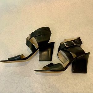 Michael Kors Adriana sandal in black leather with buckle and 2” heel